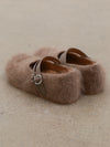 SWAYING Fall/Winter 2025 Collection: Cashmere-trimmed leather flat shoes SW-SW25AW4P06C2S36-TUO (Camel)